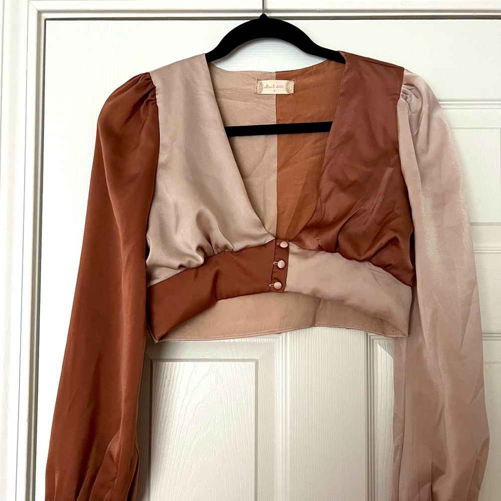 Altar’d State Satin Color block crop top